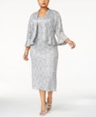 R & M Richards Plus Size Lace Dress & Ruffled Jacket