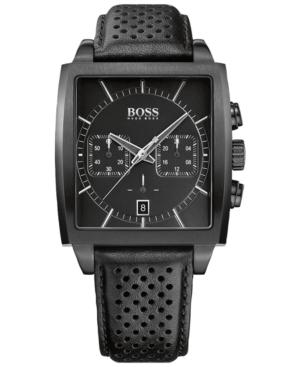 Hugo Boss Men's Chronograph Hb-1005 Black Leather Strap Watch 39x40mm 1513357
