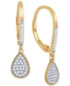 Diamond Teardrop Pave Drop Earrings (1/5 Ct. T.w.) In 10k Gold