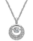 Twinkling Diamond Star Diamond Circle Pendant Necklace In 14k White Gold (1/3 Ct. T.w.)