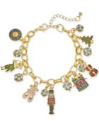 Charter Club Gold-tone Crystal, Stone & Epoxy Nutcracker Charm Bracelet, Created For Macy's