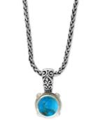 Turquesa By Effy Manufactured Turquoise Pendant Necklace (5-1/4 Ct. T.w.) In Sterling Silver And 18k Gold