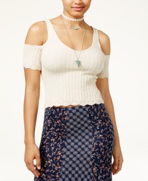 American Rag Juniors' Cotton Cold-shoulder Sweater Top, Only At Macy's