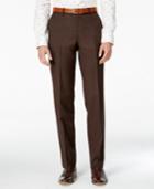 Bar Iii Men's Slim-fit Brown Mini-check Dress Pants, Created For Macy's