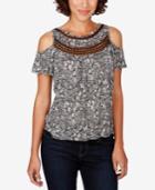 Lucky Brand Crocheted Cold-shoulder Top