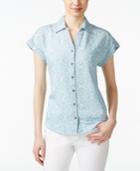 Style & Co. Petite Printed Short-sleeve Shirt, Only At Macy's