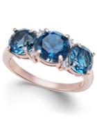 London Blue Topaz (3-3/4 Ct. T.w.) & Diamond Accent Ring In 14k Rose Gold