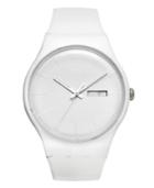 Swatch Watch, Unisex Swiss White Rebel White Silicone Strap 41mm Suow701