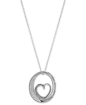 Inspirational Cubic Zirconia Oval Heart Pendant Necklace In Sterling Silver