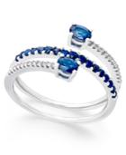 Sapphire (3/4 Ct. T.w.) And Diamond (1/10 Ct. T.w.) Coil Ring In 14k White Gold