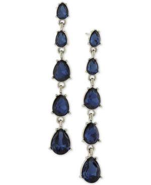 2028 Silver-tone Teardrop Stone Linear Drop Earrings