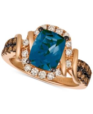 Le Vian Chocolate & Nude Deep Sea Blue Topaz (2-1/10 Ct. T.w.) & Diamond (5/8 Ct. T.w.) Ring In 14k Rose Gold