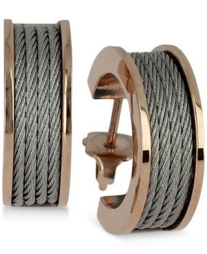 Charriol Women's Forever Silver-tone And Rose Gold-tone Pvd Stainless Steel Cable Hoop Earrings 03-02-1139-0