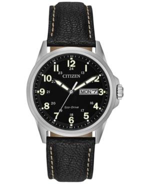 Citizen Men's Eco-drive Black Leather Strap Watch 37mm Aw0040-01e