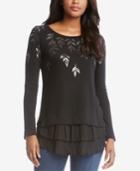 Karen Kane Shine Embroidered Tiered Sweater