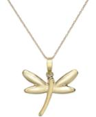 Dragonfly Pendant Necklace In 10k Gold