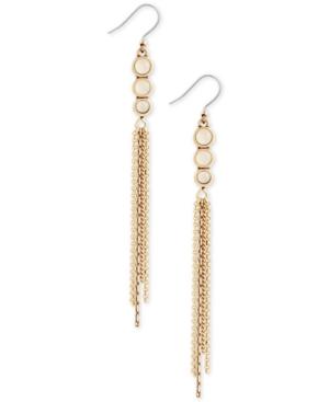 Lucky Brand Gold-tone Cream Stone Linear Drop Earrings