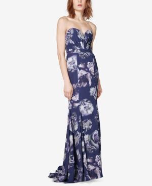 Fame And Partners Cornflower Strapless Mermaid Gown