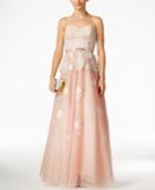 B Darlin Juniors' Embellished Lace Peplum Gown
