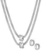 Charter Club Crisscross Mesh Double Layer Necklace And Hoop Earrings