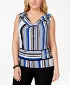 Calvin Klein Plus Size Striped Cowl-neck Shell