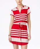 As U Wish Juniors' Striped Drawstring T-shirt Dress