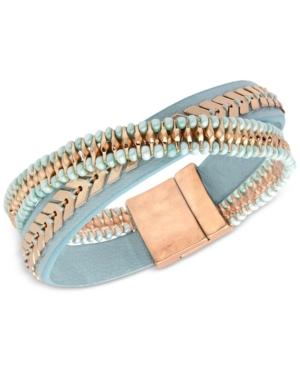 Lonna & Lilly Gold-tone Beaded Leather Flex Bracelet