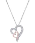 Diamond Two-tone Heart Pendant Necklace (1/10 Ct. T.w.) In Sterling Silver