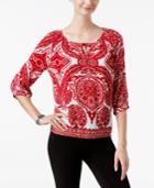 Inc International Concepts Printed Peasant Top, Only At Macy's