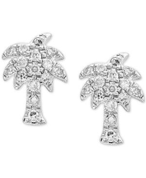 Effy Kidz Diamond Palm Tree Stud Earrings (1/10 Ct. T.w.) In 14k White Gold