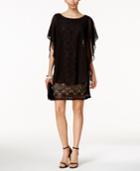R & M Richards Petite Flutter-overlay Lace Sheath Dress