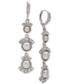 Givenchy Silver-tone Crystal & Imitation Pearl Linear Drop Earrings