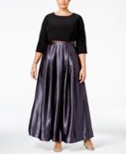 Betsy & Adam Plus Size Illusion Popover Ball Gown