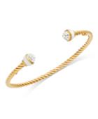 Giani Bernini Crystal And White Enamel Cuff Bracelet In Gold-flashed Sterling Silver
