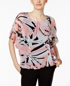 Alfani Petite Printed Mesh Top, Only At Macy's