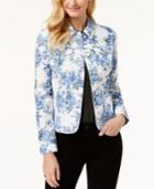 Charter Club Floral-print Denim Jacket, Created For Macy's