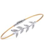Charriol Women's Laetitia White Topaz-accent Leaves Two-tone Pvd Stainless Steel Bendable Cable Bangle Bracelet