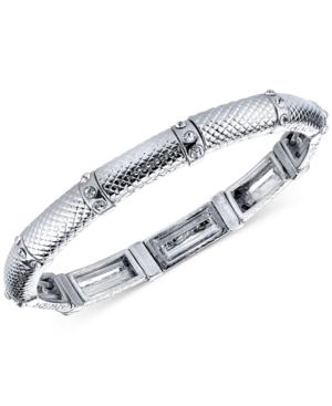2028 Silver-tone Crystal Link Stretch Bracelet