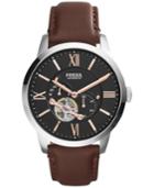 Fossil Men's Automatic Townsman Brown Leather Strap Watch 44mm Me3061