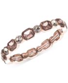 Anne Klein Rose Gold-tone Pink & Clear Crystal Stretch Bracelet