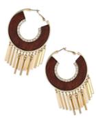 Thalia Sodi Gold-tone Crystal & Wood Fringed Hoop Earrings, Only At Macy's