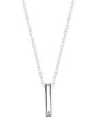 Unwritten Cubic Zirconia Accent Bar Pendant Necklace In Sterling Silver