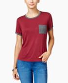 Ultra Flirt Juniors' Ringer T-shirt With Pocket