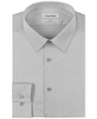 Calvin Klein Steel Men's Slim-fit Non-iron Performance Herringbone Point Collar Dress Shirt