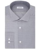Calvin Klein Men's Steel Classic/regular Fit Non-iron Performance Navy Print Dress Shirt