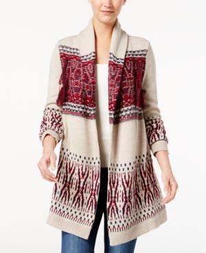 Style & Co Patterned Fringe Cardigan, Created For Macy's