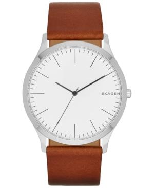 Skagen Men's Light Brown Leather Strap Watch 41mm Skw6331