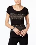 Inc International Concepts Petite Colorblocked Lace Top, Only At Macy's