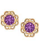 Amethyst (9/10 Ct. T.w.) And Diamond Accent Filigree Stud Earrings In 14k Gold