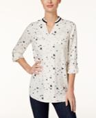 Style & Co. Star-print Roll-tab Shirt, Only At Macy's